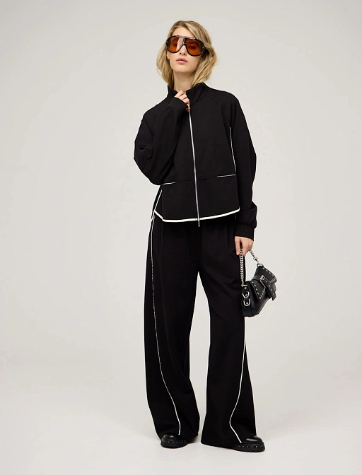 Черный кардиган с воротником спорт